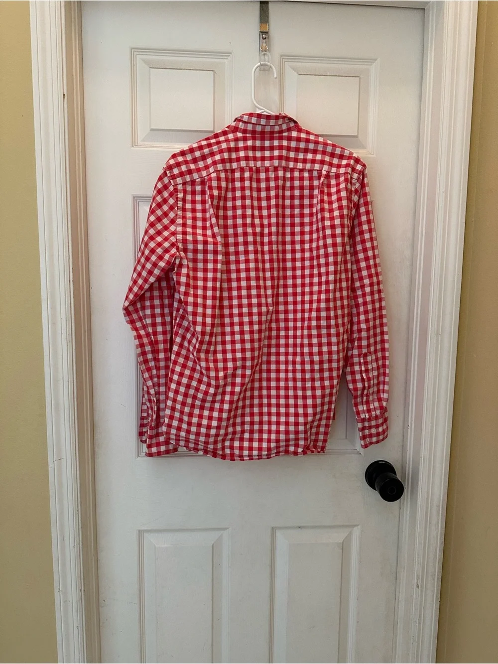 J. Crew Red and White Gingham Button-Down Shirt